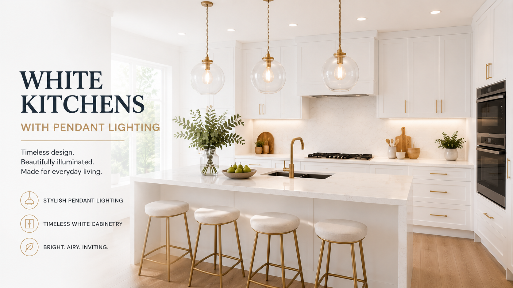 10 White Kitchens with Pendant Lighting