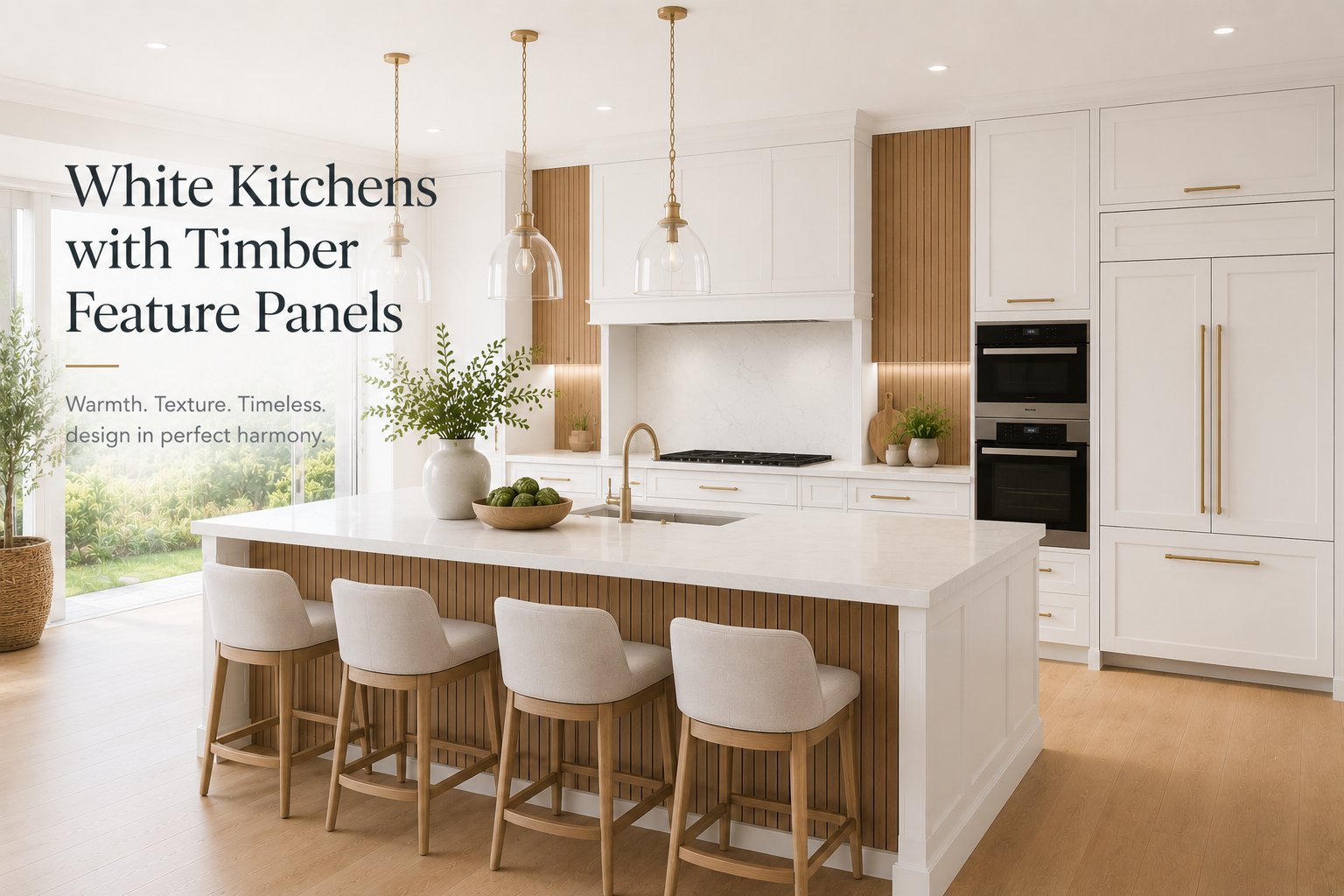 22 White Kitchens with Timber Feature Panels