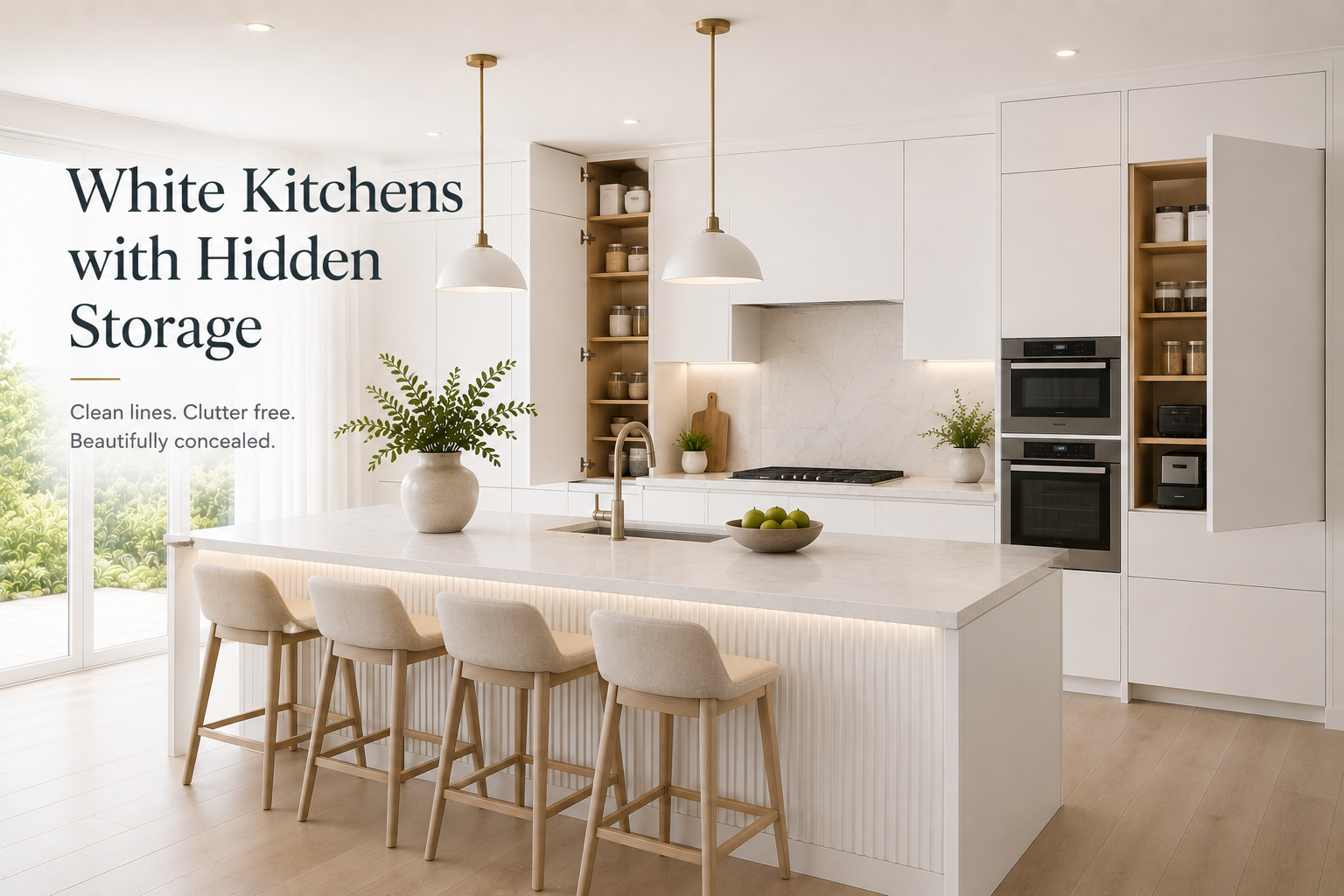 25 White Kitchens with Hidden Storage