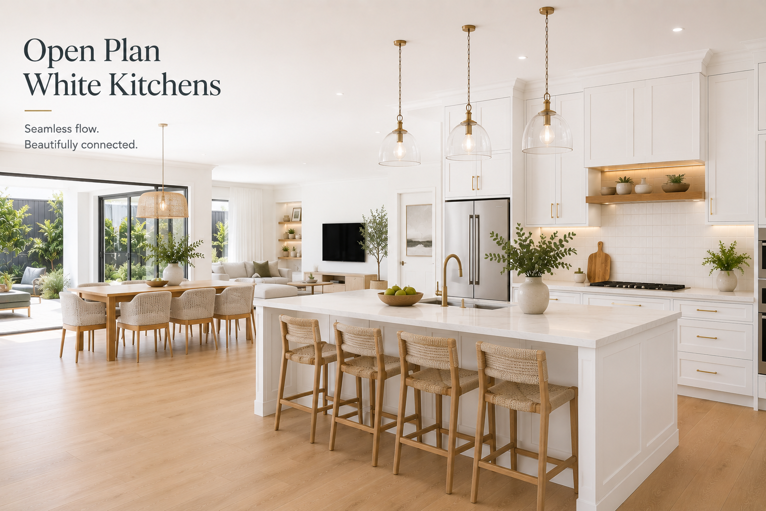 26 Open Plan White Kitchens
