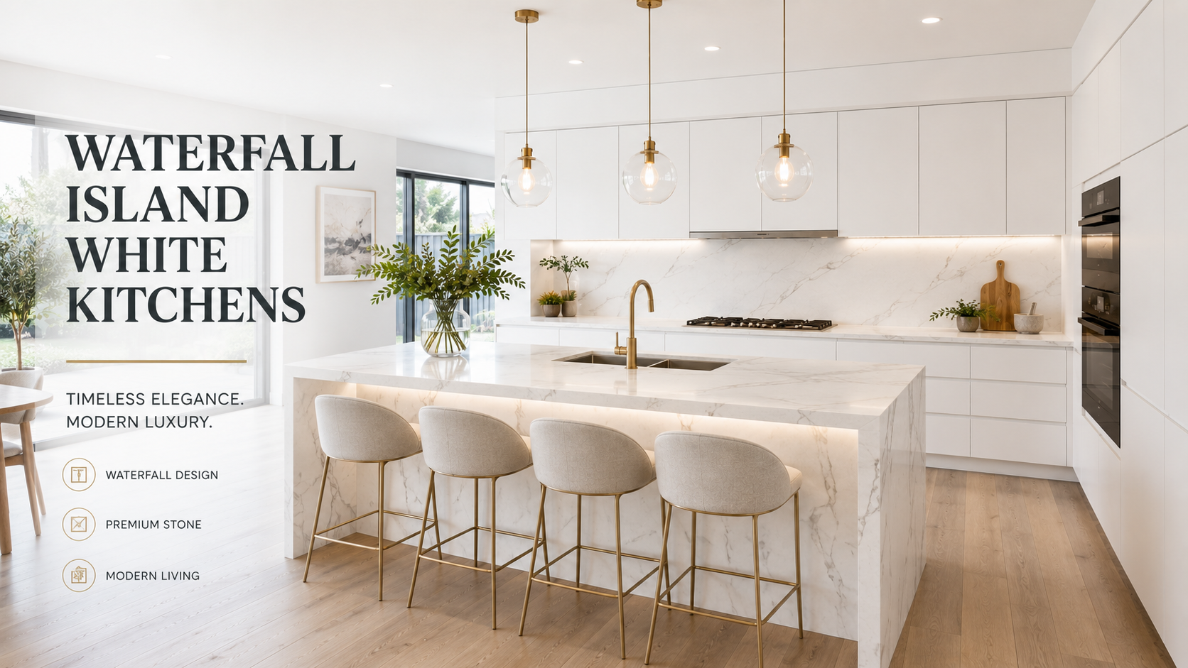 3 Waterfall Island White Kitchens
