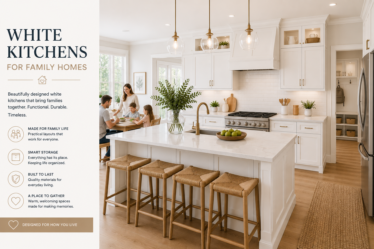 31 White Kitchens for Family Homes