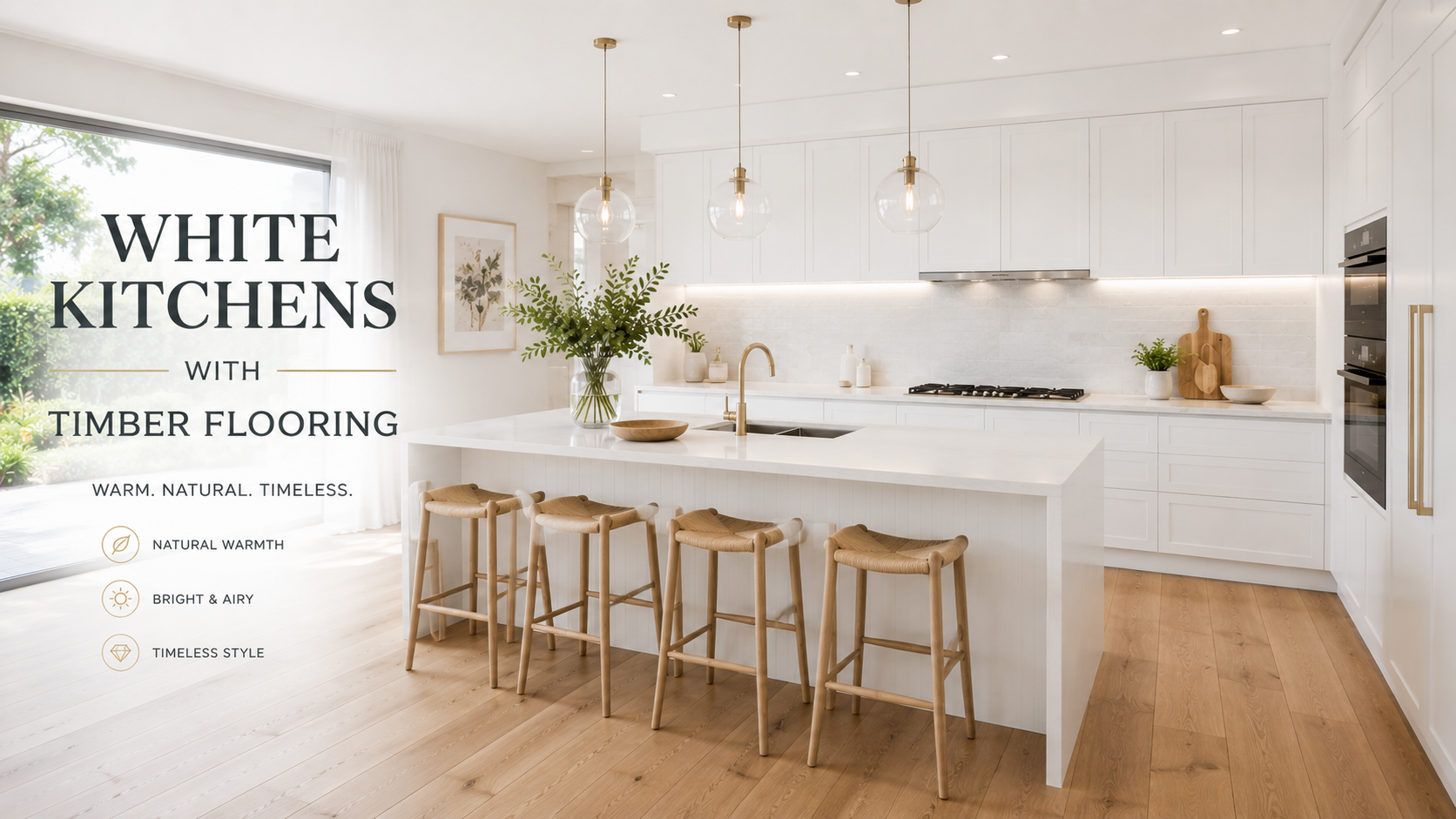 4 White Kitchens with Timber Flooring