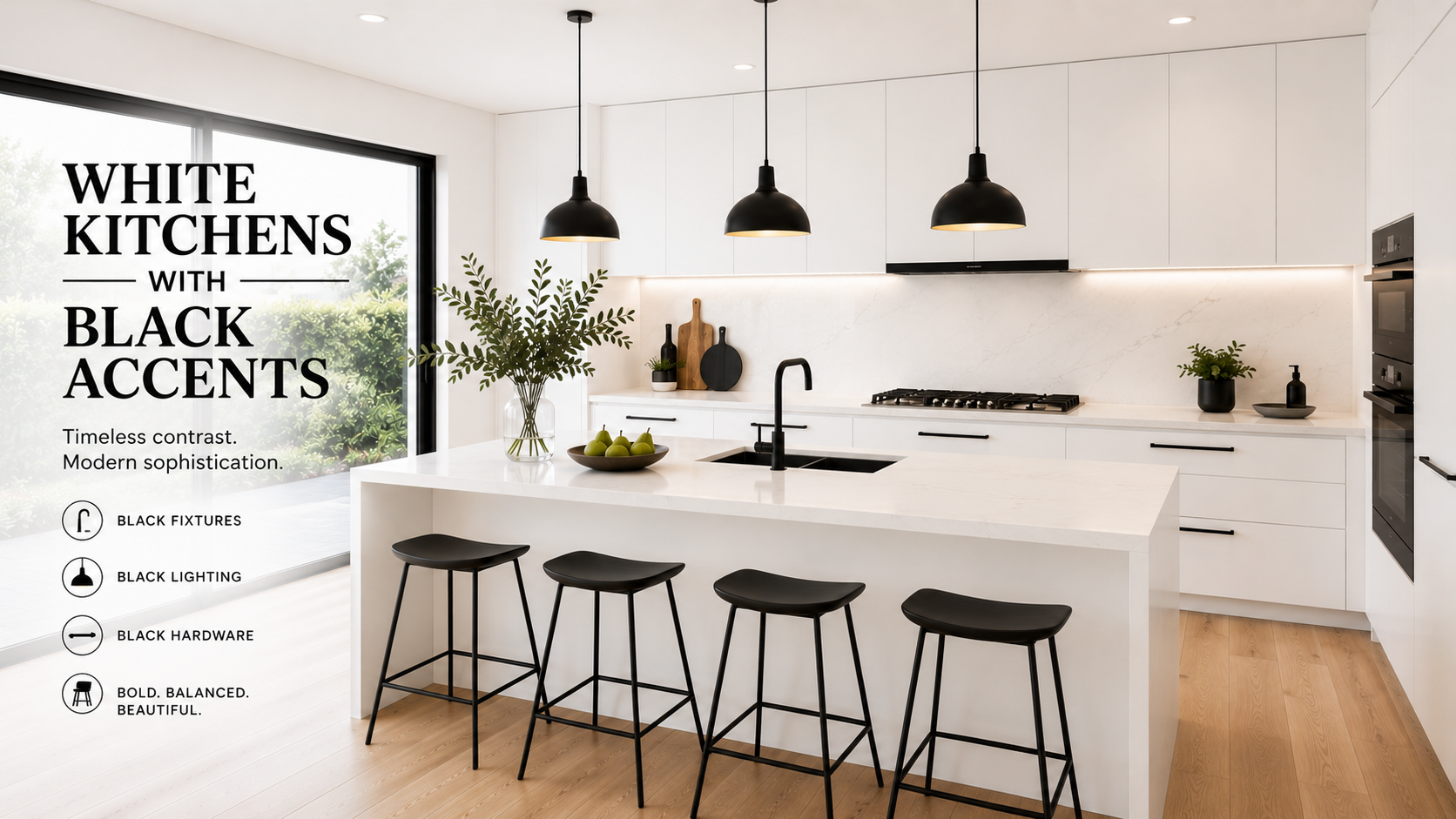 6 White Kitchens with Black Accents